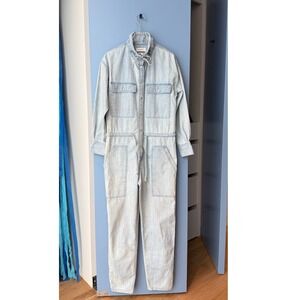 Isabel Marant Etoile Marvin Chambray Denim Jumpsuit 34 Long Sleeve Cotton